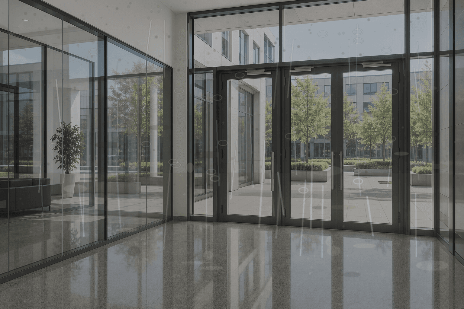 Glasflächen und Eingang vorher